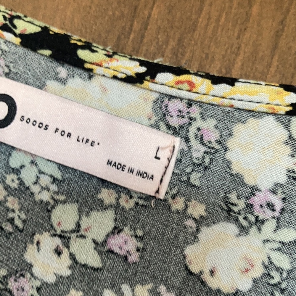 3/$24 SO top floral print cinch front short sleeve crop top boho casual  L jr - Picture 14 of 15